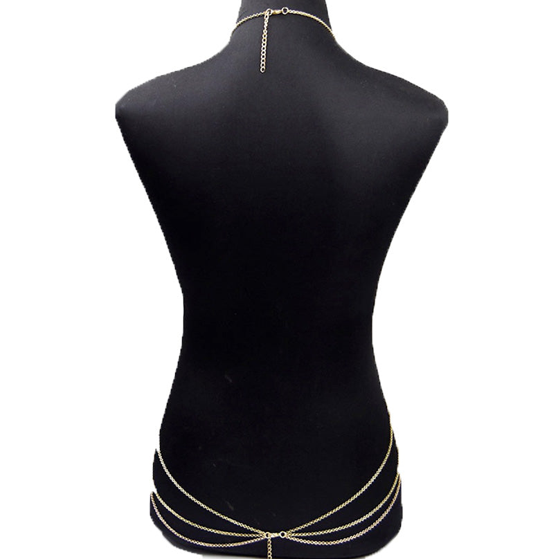 Women Bra Waist Belly Crossover Body Chain Harness Necklace Beach Bikini  Jewelry