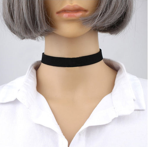 Elegant Girls Plain Black Wide Velvet Choker Necklace Extender Chain  Sexy look